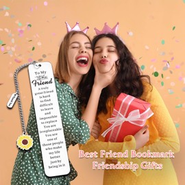 Friend Gifts for Women, Long Distance Friend Friendship Touch Gifts Bookmark, Moving Away Gifts for Friends,Going Away Farewell Gifts for Friends Moving, Stocking Stuffers for Friend Bestie BFF Sister