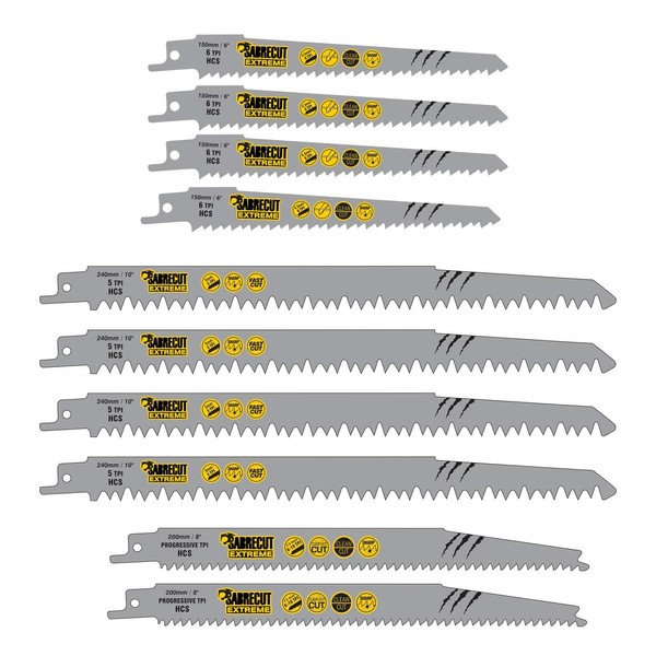 10 x SabreCut SCRSKW10A Mixed S644D S1531L S2345X Fast Wood Cutting Reciprocating Sabre Saw Blades Compatible with Bosch Dewalt Makita and many others