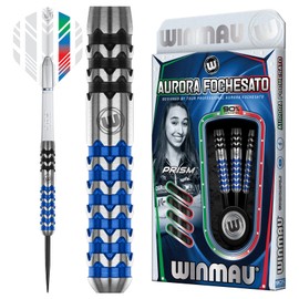 WINMAU Aurora Fochesato 22 Gram Professional Steeltip Tungsten Darts Set with Flights and Stems (Shafts)