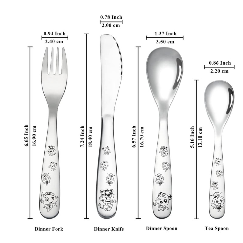 Berglander Children's Cutlery 4-Piece Stainless Steel Children's Tableware Set, Child