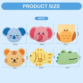 Colaren 6 PCS Animal Shapes Natural Sponges for Bath, Baby Bath Sponge Perfect for Newborn and Toddler Infan, Soft and Comfortable