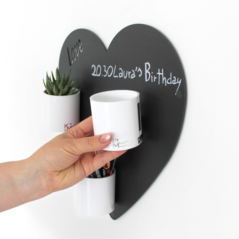 KalaMitica 6 cm Diameter Cylinder Magnetic Pots - Black/Grey (Set