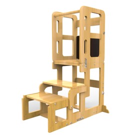 G TALECO GEAR 3 in 1 Toddler Step Stool, Toddler Tower with Chalkboard, Foldable Kids Step Stool, Toddler Standing Stool for Kitchen and Bathroom