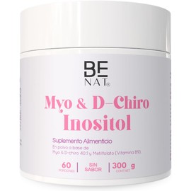 Be Nat Myo & D-chiro Inositol en Polvo Relaci?n 40:1 Con L-metilfolato (5-mthf) Y Fibregum? Sin Sabor Soluble al Instante 300 G 60 Porciones Suplemento Alimenticio