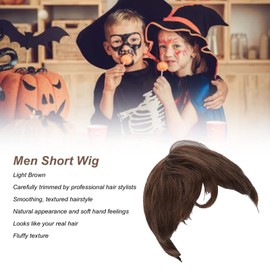 Short Brown Wig,Men Wigs Short Hair,Natural Fluffy Handsome Breathable Mesh Fashionable Short Hair Wig,Wigs for Men,Men Wig for Cosplay,Party,Daily
