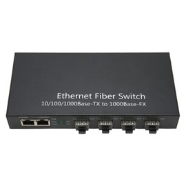 SFP Ethernet Fiber Switch Up To 120km 4 Optical Port 2 Electrical Port 10 100 1000M Ethernet Fiber Transceiver 100‑240V US Plug