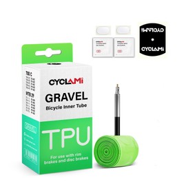 CYCLAMI 1PC TPU Gravel Inner Tube 700C x 32"-47" Gravel & 29" MTB Bike Compatible with 700 x 32C-47C Road Bike 29'' Mountain Bike,FV 45mm/65mm(Include 2 Tyre levers) (1P-Gravel-FV45mm)