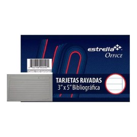 Estrella Tarjetas Bibliográficas Rayadas 3 X5  Estrella Paquete C/100