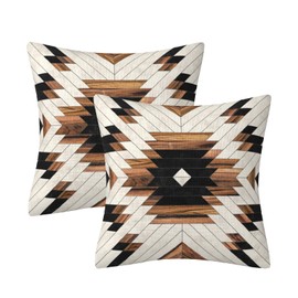 Boho Black Brown Throw Pillow Cover Boho Geometric Farmhouse Decorative Throw Pillowcase Indoor Outdoor Cushion Cover Tribal Pattern Aztec Pillowcase for Couch Bedroom 18 x 18 Inch Set of 2