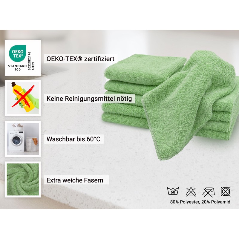 ZOLLNER Set of 10 Microfibre Cloths 80% Polyester 20% Polyamide