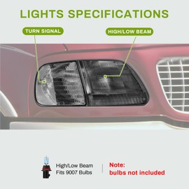 AUTOSAVER88 Headlight Assembly Compatible with 97-03 Ford F-150/2004 Ford F-150 Heritage/97-02 Ford Expedition Pickup Headlamp Replacement Black Housing Smoke Lens Clear Reflector