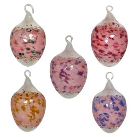 Lauschaer Glas Glass Easter Eggs with Granules, Various Sizes and Sets Mouth-Blown Hand-Shaped (5, Opal Pink with 5 Colours)