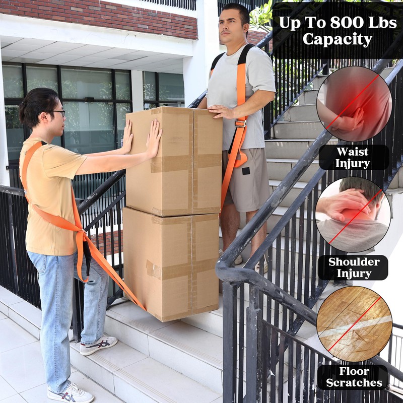 DEYACE Moving Straps 2-Person Lifting Straps for Moving Furniture, Appliances,