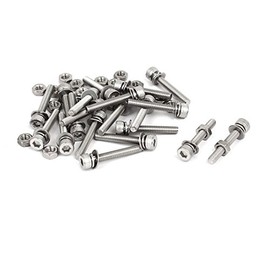 Sourcingmap M3 x 20mm 304 Stainless Steel Hex Socket Head Cap Screws Nuts w Washers 20 Sets