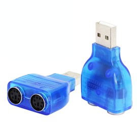 GELRHONR USB to PS2 Adapter，USB to Dual PS/2 Keyborad & Mouse Converter Cable for Laptop PC Computer - Blue 2 Pack