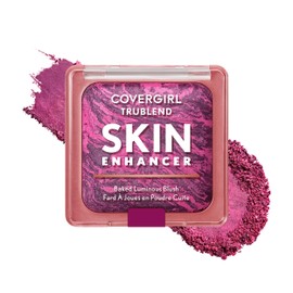 COVERGIRL TruBlend Skin Enhancer Baked Luminous Blush, with Hyaluronic Acid & White Rose Extract, Blends Seamlessly - 430 Berry Punch (Berry with Fuchsia Swirls)
