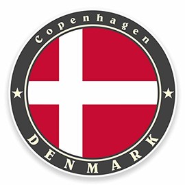 2 x 10cm Copenhagen Denmark Flag Vinyl Sticker Laptop Car Luggage Travel #9496 (10cm Wide x 10cm High)