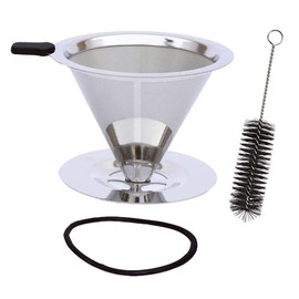 Coffee Filter, Reusable Coffee Filter, Paperless Coffee Filter, Stainless Steel Coffee Filter, Reusable, Paperless, Permanent Drip Cone Coffee Filter (125mm Base Model)