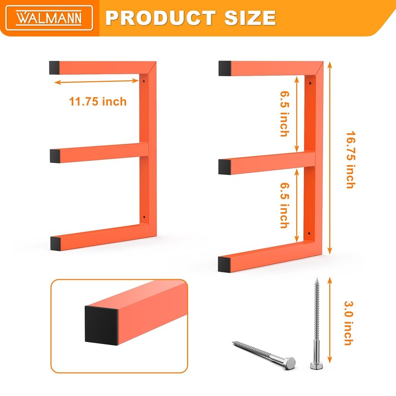 WALMANN Garage Wall Mounted Lumber Storage Rack, Overhead Heavy Duty