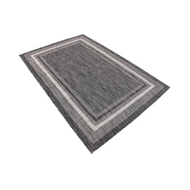 Unique Loom Outdoor Border Collection Casual Solid Border Transitional Indoor and Outdoor Flatweave Black Area Rug (4' 0 x 6' 0)