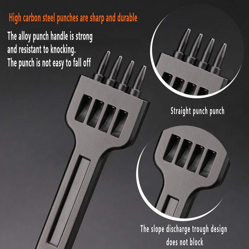 DXIA 3 Pcs Leathercraft DIY Tools,Leather Prong Punch,Steel DIY Diamond