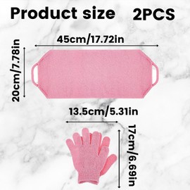 3PCS Back Exfoliator, Exfoliating Glove and Body Scrub Set, Exfoliating Gloves and 45 x 20cm Back Scrubber, Suitable for Home Spa Treatments, Exfoliation Before Shaving, and Skin Cleansing