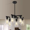 Kvaeavn 6-Light Modern Farmhouse Black Chandelier, Dining Room Light Fixture