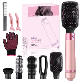 5-in-1 Hair Dryer Brush, Negative Ion Hot Air Blow Dryer Brush Set, Includes Curler, Straightener, Volumizer, Can be Used for Straightening, Curling,Drying, Suitable for All Hair Types