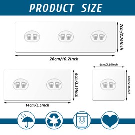 12 Pack Adhesive Hooks Sticker Strong Waterproof Adhesive Wall Hooks for Shower Caddy Clinging Replacement Clear No Drilling (Assorted Hook)