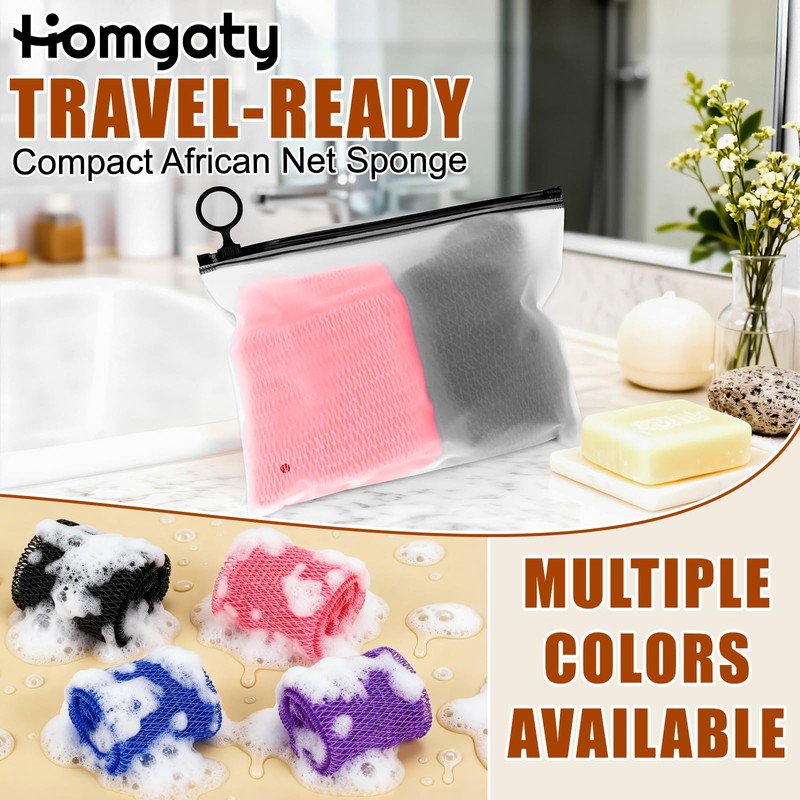 Homgaty African Net Sponge 2 Pack - Exfoliating Bath Sponge