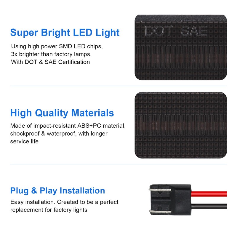 SHINEFIT LED Side Marker Light Replacement for 1999-2004 Mustang Smoked