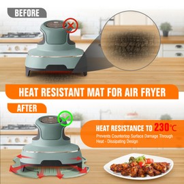 Silicone Heat Resistant Mat for Ninja Crispi Accessories, for Ninja Air Fryer Accessories Silicone Hot Pads for Kitchen Air Fryer Heat Resistant Trivet for Countertop(Green)