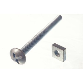 Pack of 8 Roofing Bolt Cross Head 6 Mm M6 X 70 Mm Length Bzp With Square Nuts