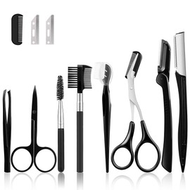 Smilcloud 11 Piece Eyebrow Set Eyebrow Razor Eyebrow Scissors Eyebrow Tweezers Eyebrow Comb Eyebrow Brush for Women and Men