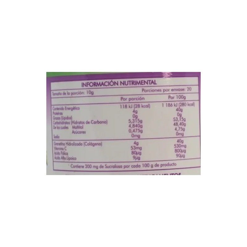 Colágeno Hidrolizado Sin Azúcar Polvo C/200g Naturex Sabor Uva