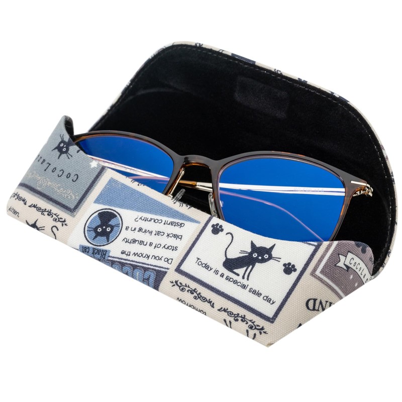 Pearl 092909 Glasses Case Semi Hard Case Magnetic Black Cat