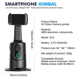 Handy Gimbal, mit automatischer Gesichtserkennung und 360 Grad Verfolgung Stativ Smartphone Stativ mit Fernbedienung Gestensteuerung für Vlog TikTok Live Videoaufnahme Gimbal Smartphone Halterung