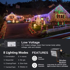 Vigdur Christmas Net Lights Outdoor - 360 LEDs 21ft x 5ft Outdoor Mesh Lights Connectable Waterproof 8 Modes & Timer Plug-in Christmas Bush Lights for Bushes Garden Party Wedding Holiday(Multicolor)