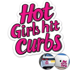 HOT Girls HIT CURBS Sticker Decal Funny Car Bumper Stickers (15 x 14cm) Van Caravan Camper Womens Pink Bumper Decal