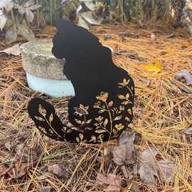 Custom Metal Cat Memorial Gift | 16" Floral Long-Haired Cat-Themed Yard Decor | Cat Silhouette Garden Stake & Sculpture | Outdoor Cat Statue | Pet Grave Marker | Wall Art | Cat Tribute Home Decor