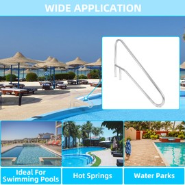KUAFU Pool Handrail Grab Rail, Swimming Pool Bend Handle Stair Rail for Inground Pool 49.5"X35.5" Stainless Steel 300lbs Load Capacity