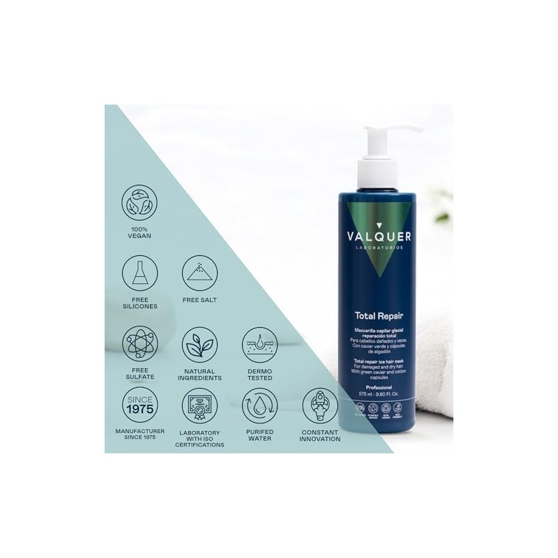 Válquer Profesional Ice Hair Mask, Máscara Capilar Reparación Total sin