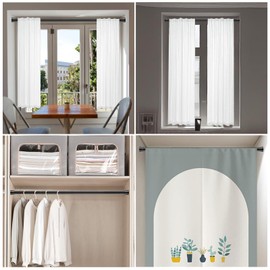 AIZESI Spring Tension Curtain Rod for Windows 28 to 51 Inch, 7/8" Diameter Black, Adjustable Curtain Rods No Drilling, Expandable Tension Shower Curtain Rod for Bathroom, Doorway, Closet