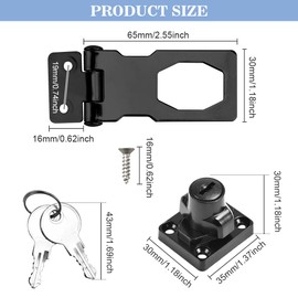 ADERTOS Türschloss mit Schlüssel (Schwarz, 2.5inch)