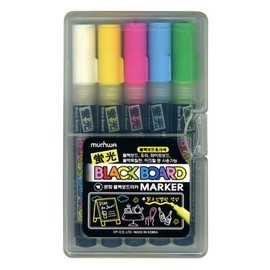 Blackboard Marker 5-Color Set Square Nib 0.32 White Yellow Powder Blue Green / 블랙보드마카5색세트 사각촉 0.32 백노분청녹