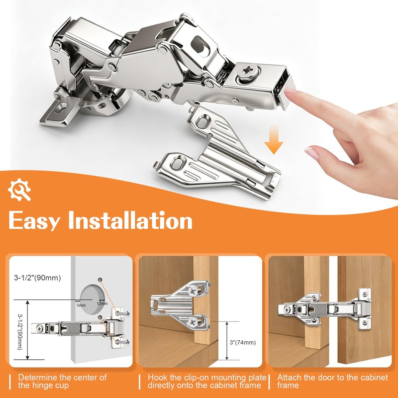 Probrico 2 Pack Soft Close Cabinet Hinges, 165° Full Overlay
