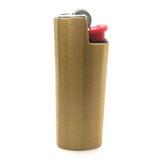 Lucklybestseller Vintage Metal Lighter Case Cover Holder Sleeve for Bic Mini Lighter J5 Gold Color