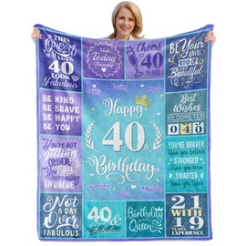 Batantec Happy 40th Birthday Gifts for Women, 40 Year Old Birthday Gifts for Women Turning 40, 40th Birthday Decorations Idea, Female 40th Birthday Gifts for Her, 40th Birthday Blanket Gifts 60”X50”