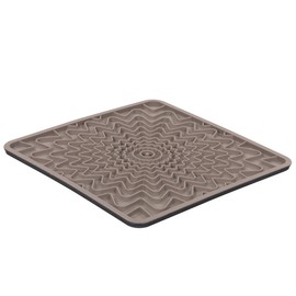 Messy Mutts Framed Silicone Therapeutic Licking Mat | 9.5" x 9.5" | Slow Feeder Mat for Boredom & Anxiety | Lick Pad for Dogs & Cats | Grey