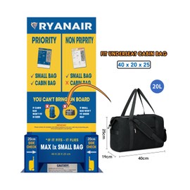 for Ryanair Cabin Bags 40X20X25 Underseat Travel Duffel Hospital Weekend Bag Holdall Tote Ryan Air Carry on Luggage for Women and Men 20L (Black)